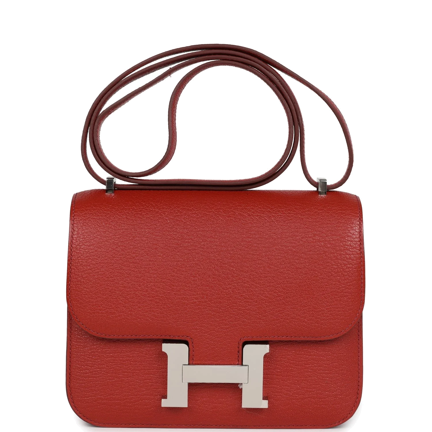 Hermes Constance 18 Brique Verso Chevre Mysore Palladium Hardware Кирпичный Verso — фото 2