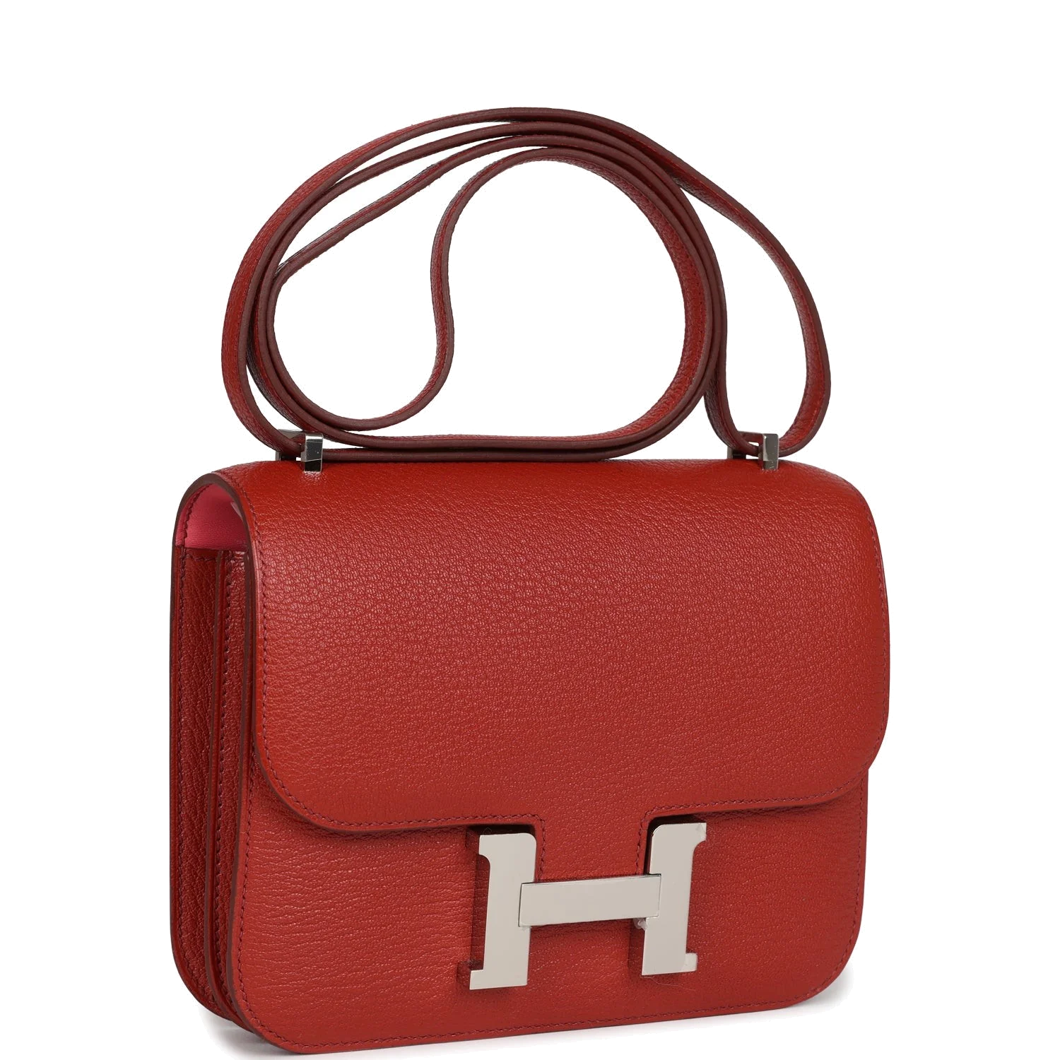 Hermes Constance 18 Brique Verso Chevre Mysore Palladium Hardware Кирпичный Verso — фото 3
