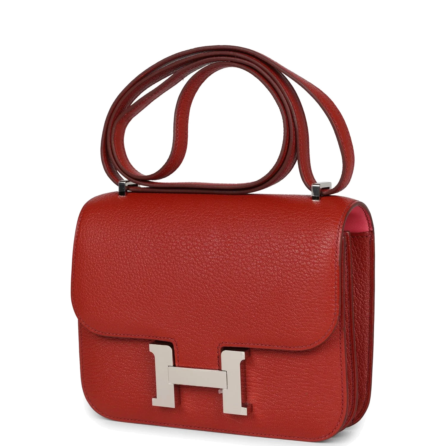 Hermes Constance 18 Brique Verso Chevre Mysore Palladium Hardware Кирпичный Verso — фото 6