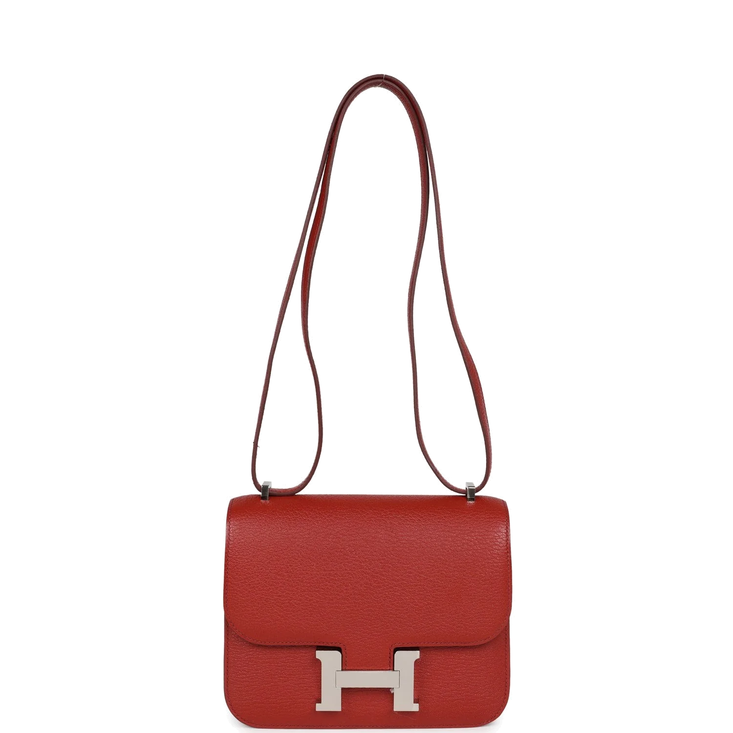 Hermes Constance 18 Brique Verso Chevre Mysore Palladium Hardware Кирпичный Verso — фото 8