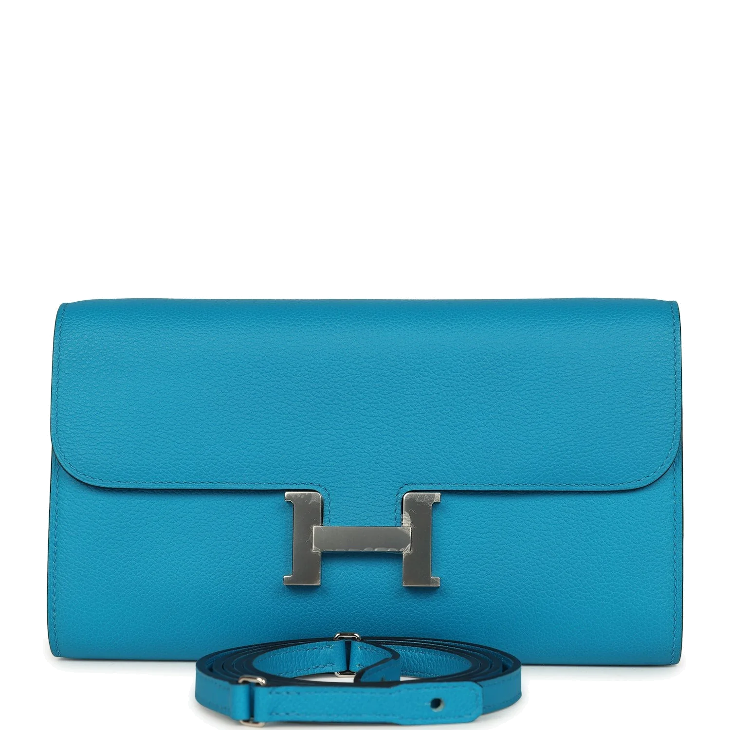 Hermes Constance Wallet To Go Bleu Frida Evercolor Palladium Hardware — фото 2