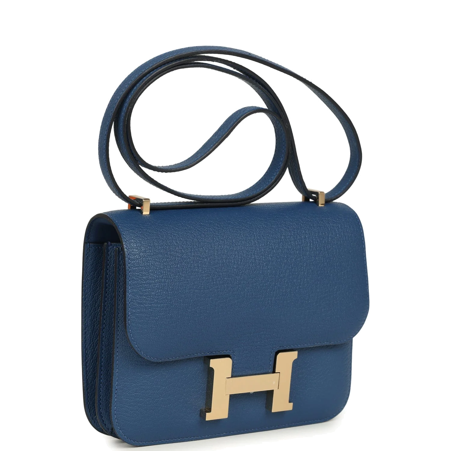 Hermes Constance 18 Bleu Tie Chevre Mysore Permabrass Hardware Синий Тай — фото 3