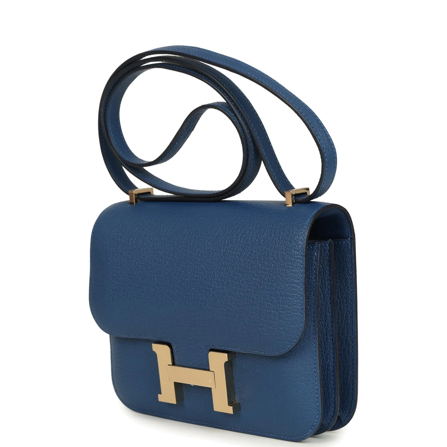 Hermes Constance 18 Bleu Tie Chevre Mysore Permabrass Hardware Синий Тай — фото 6