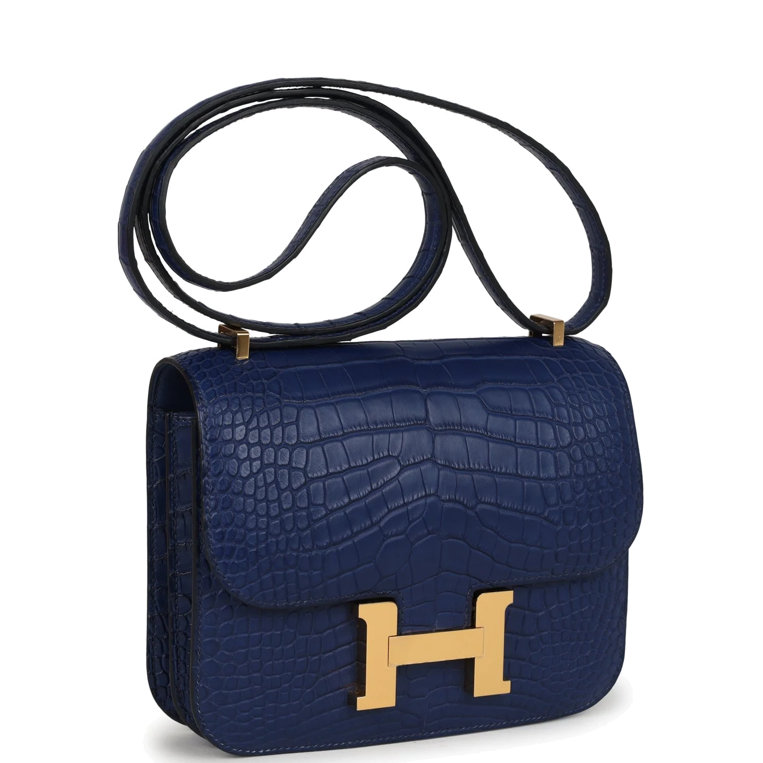 Hermes Constance 18 Bleu Saphir Matte Alligator Gold Hardware Синий сапфир — фото 3