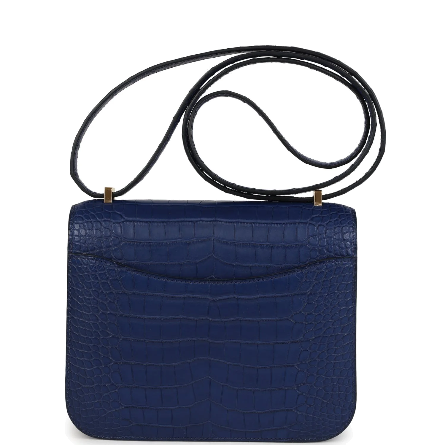 Hermes Constance 18 Bleu Saphir Matte Alligator Gold Hardware Синий сапфир — фото 5