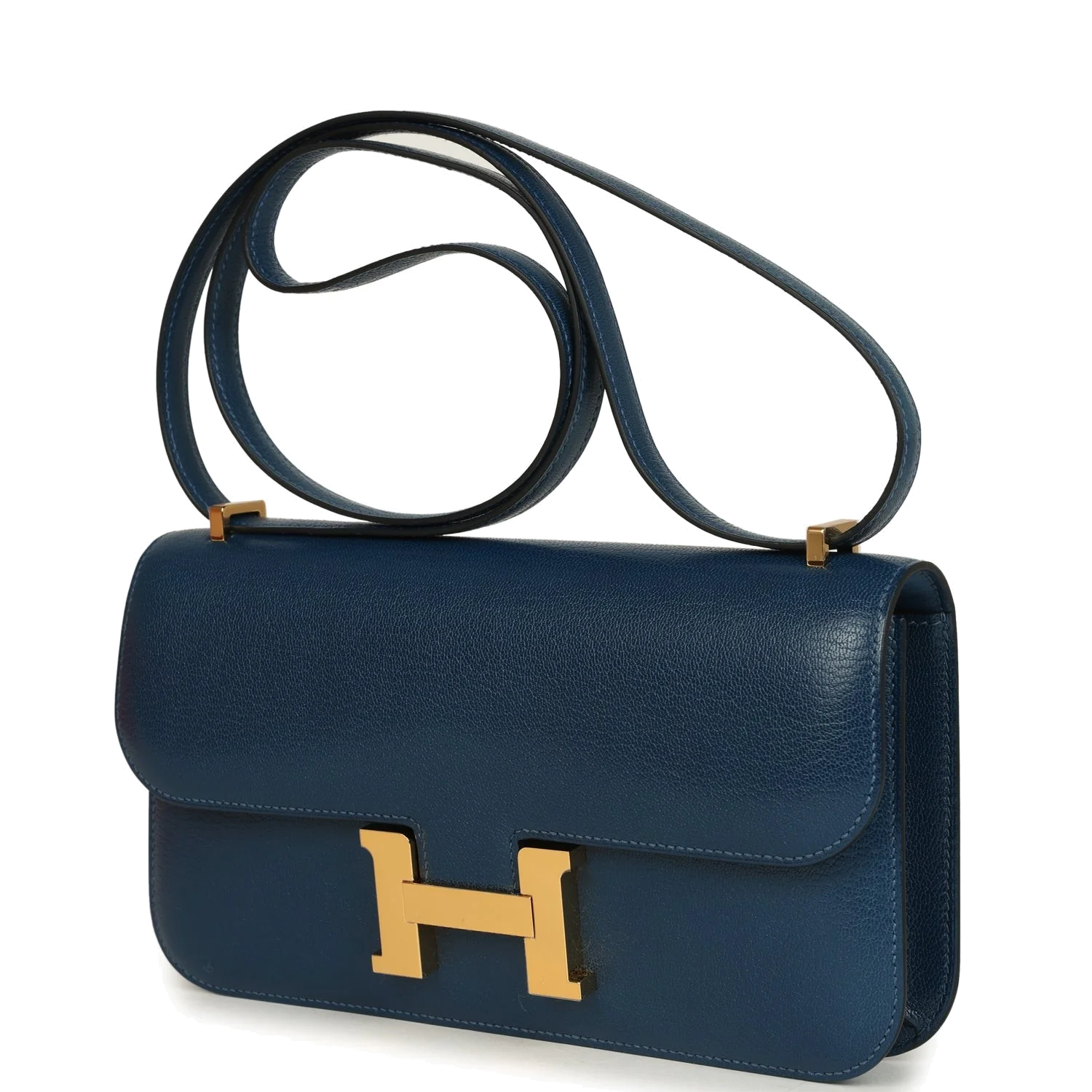 Hermes Constance Elan Deep Blue Chevre Chamkila Gold Hardware — фото 6