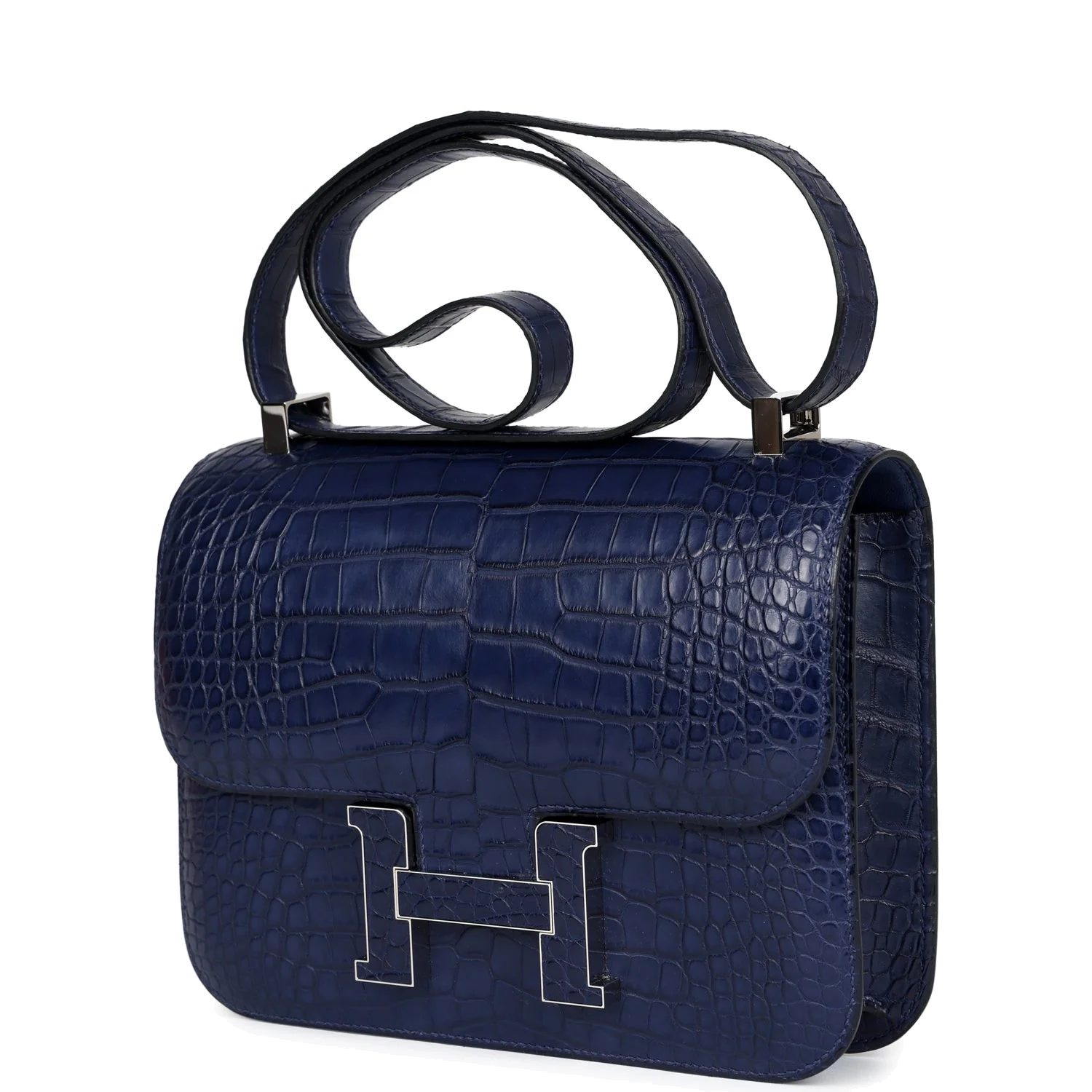 Hermes Constance 1-24 Bleu Saphir Matte Alligator Marquette Palladium Hardware — фото 6