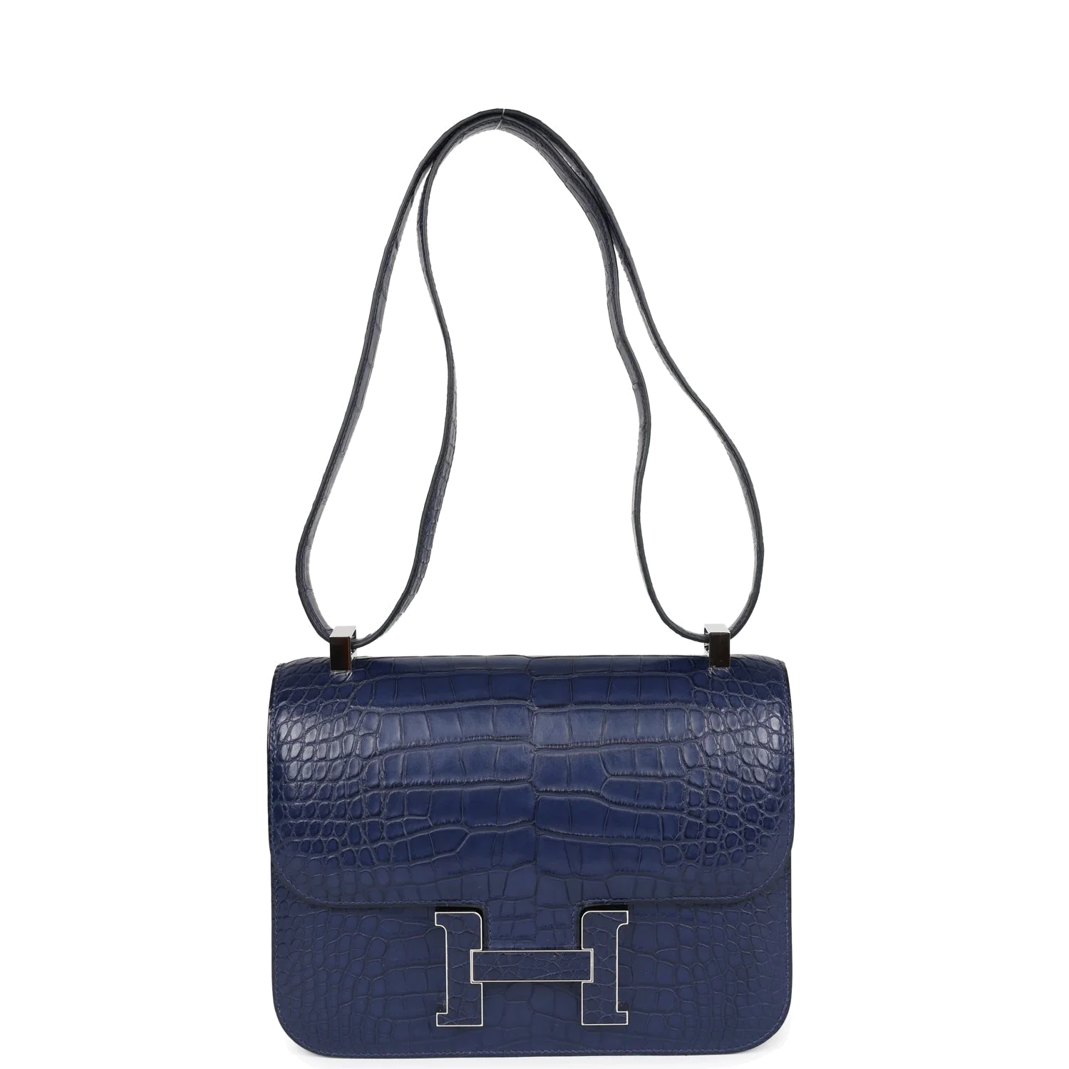 Hermes Constance 1-24 Bleu Saphir Matte Alligator Marquette Palladium Hardware — фото 8