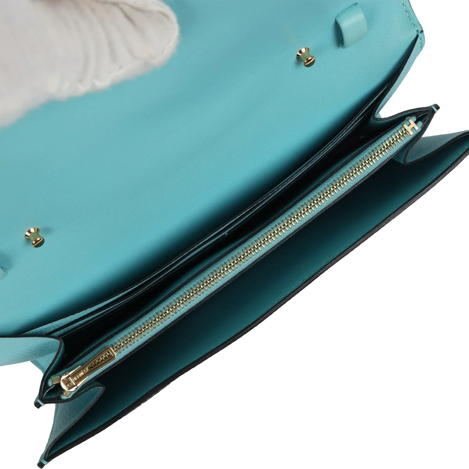 Hermes Constance Wallet To Go Bleu Atoll Epsom Gold Hardware — фото 8