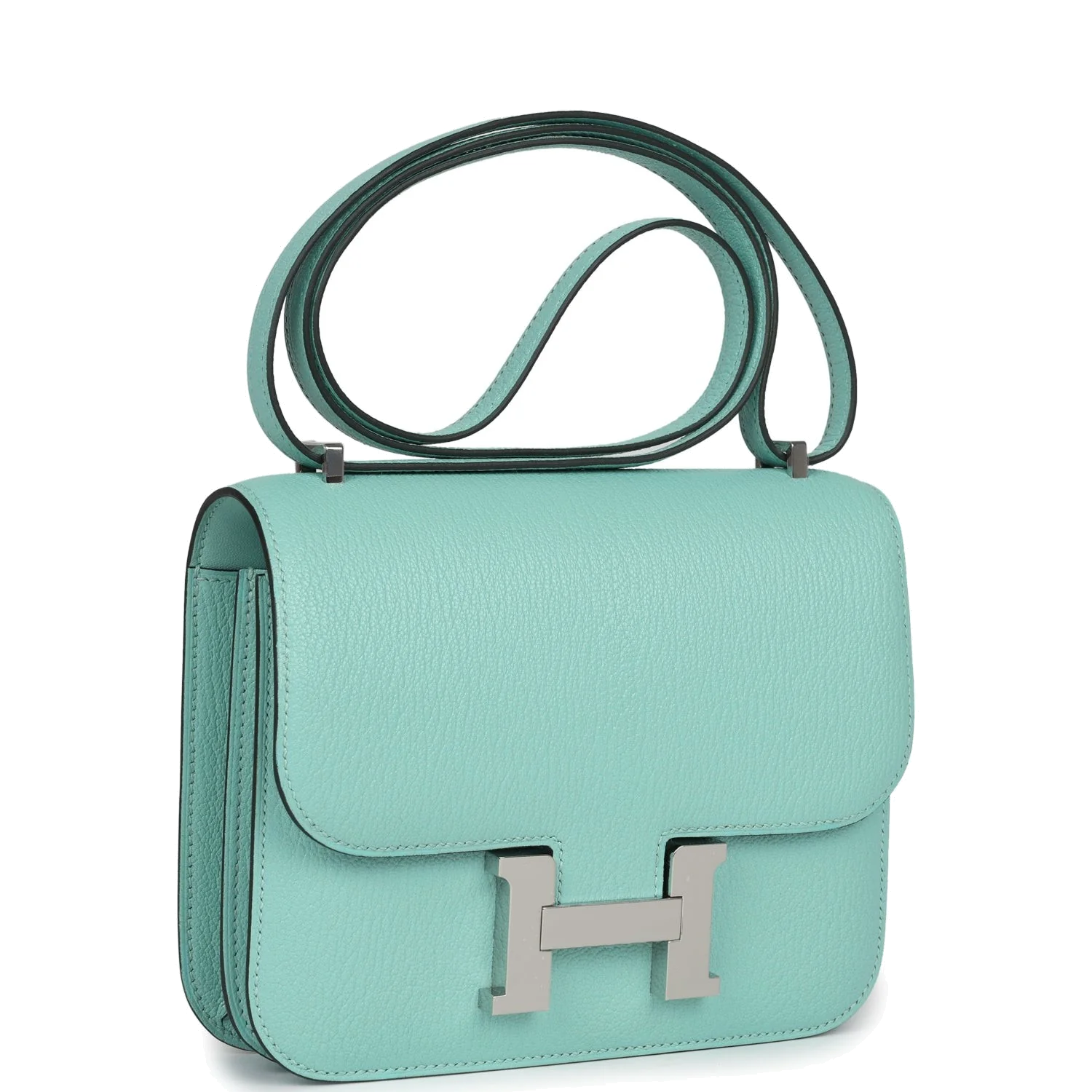 Hermes Constance 18 Aqua Chevre Palladium Hardware Аква Chevre — фото 3