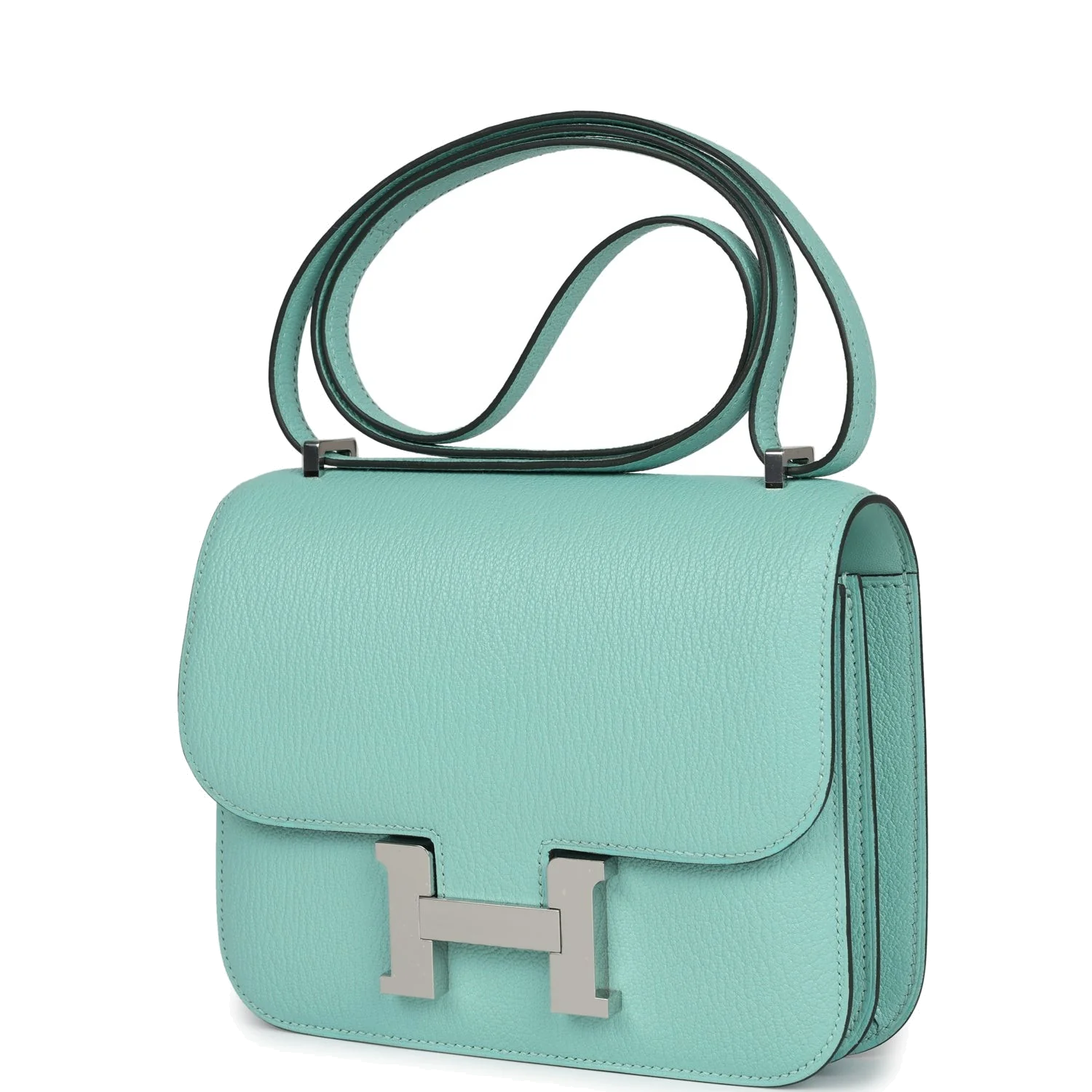 Hermes Constance 18 Aqua Chevre Palladium Hardware Аква Chevre — фото 6