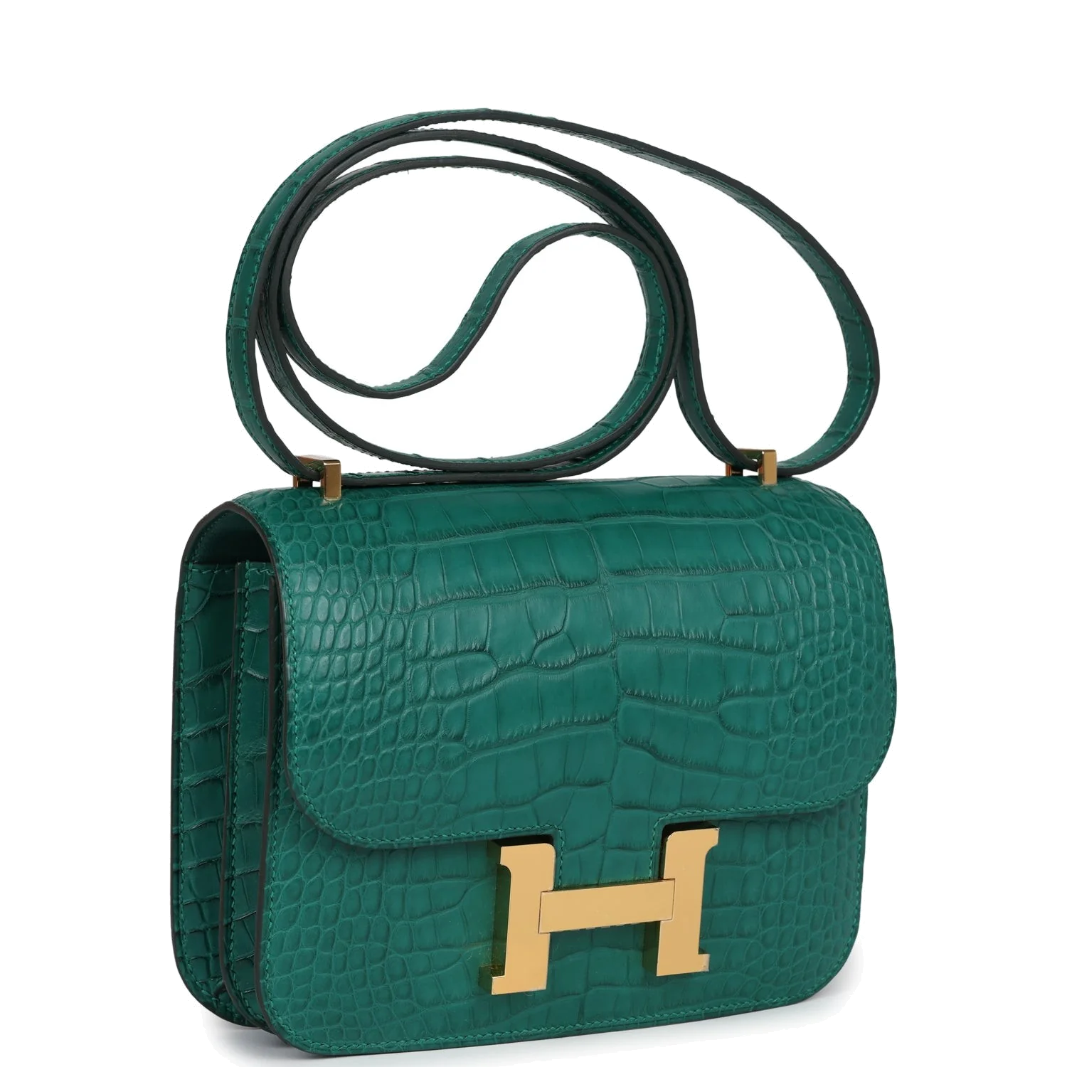 Hermes Constance 18 Malachite Matte Alligator Gold Hardware Малахит матовый — фото 3