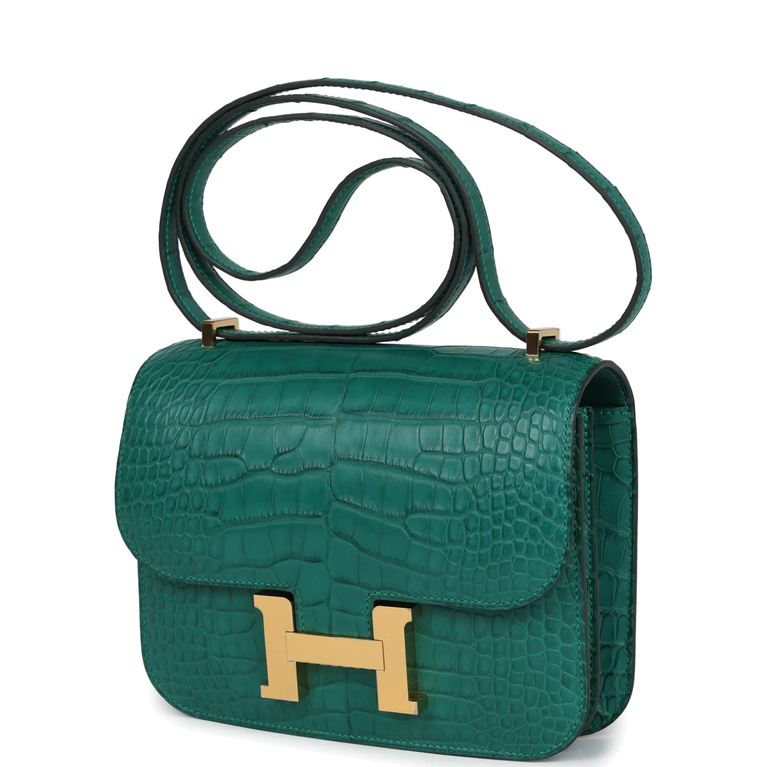 Hermes Constance 18 Malachite Matte Alligator Gold Hardware Малахит матовый — фото 6