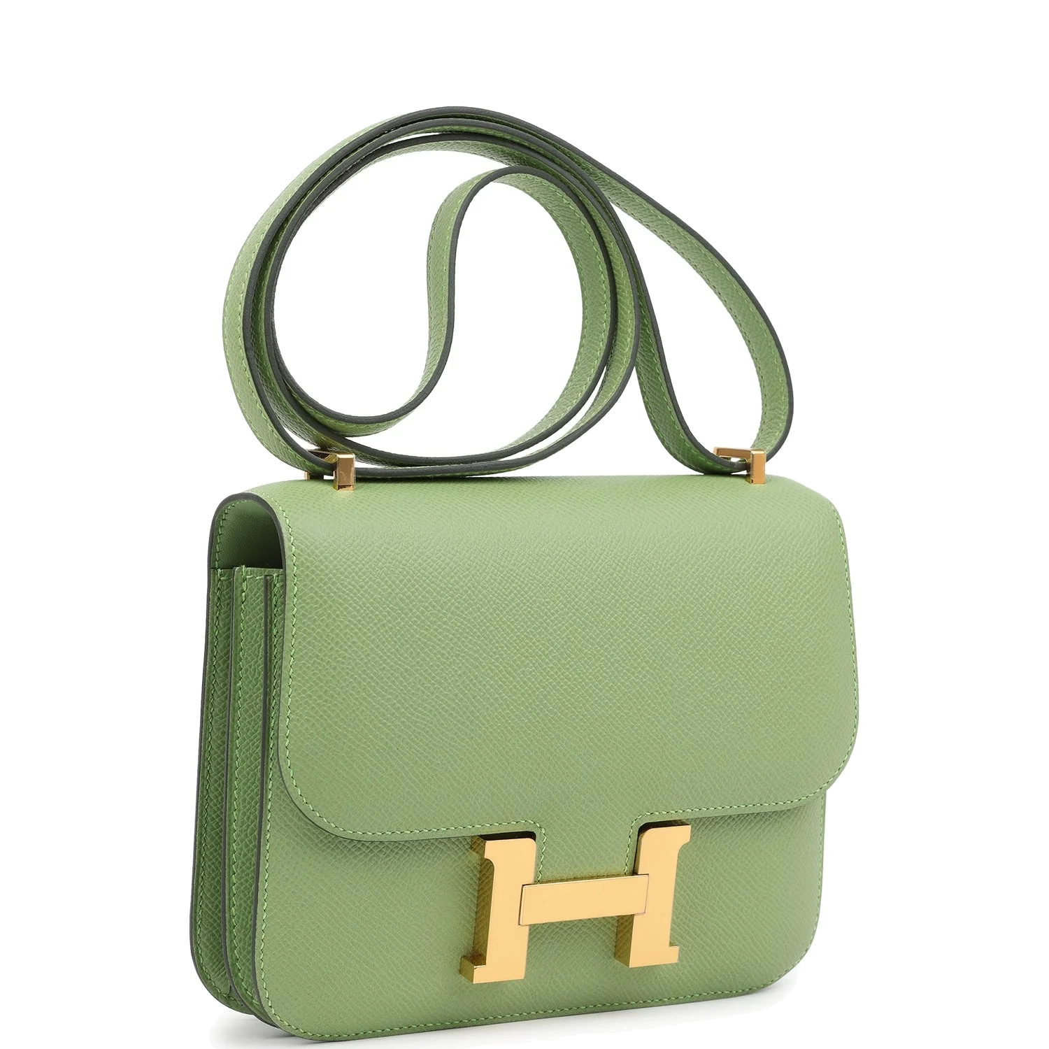 Hermes Constance 18 Vert Criquet Epsom Gold Hardware Зеленый сверчок — фото 3