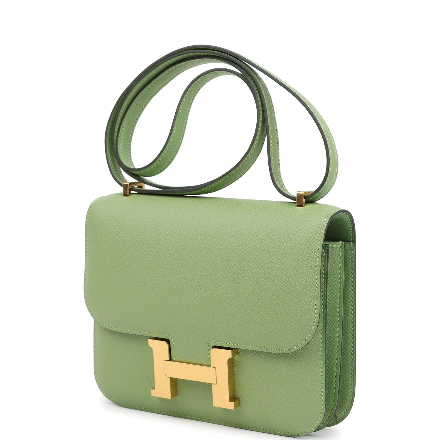 Hermes Constance 18 Vert Criquet Epsom Gold Hardware Зеленый сверчок — фото 6