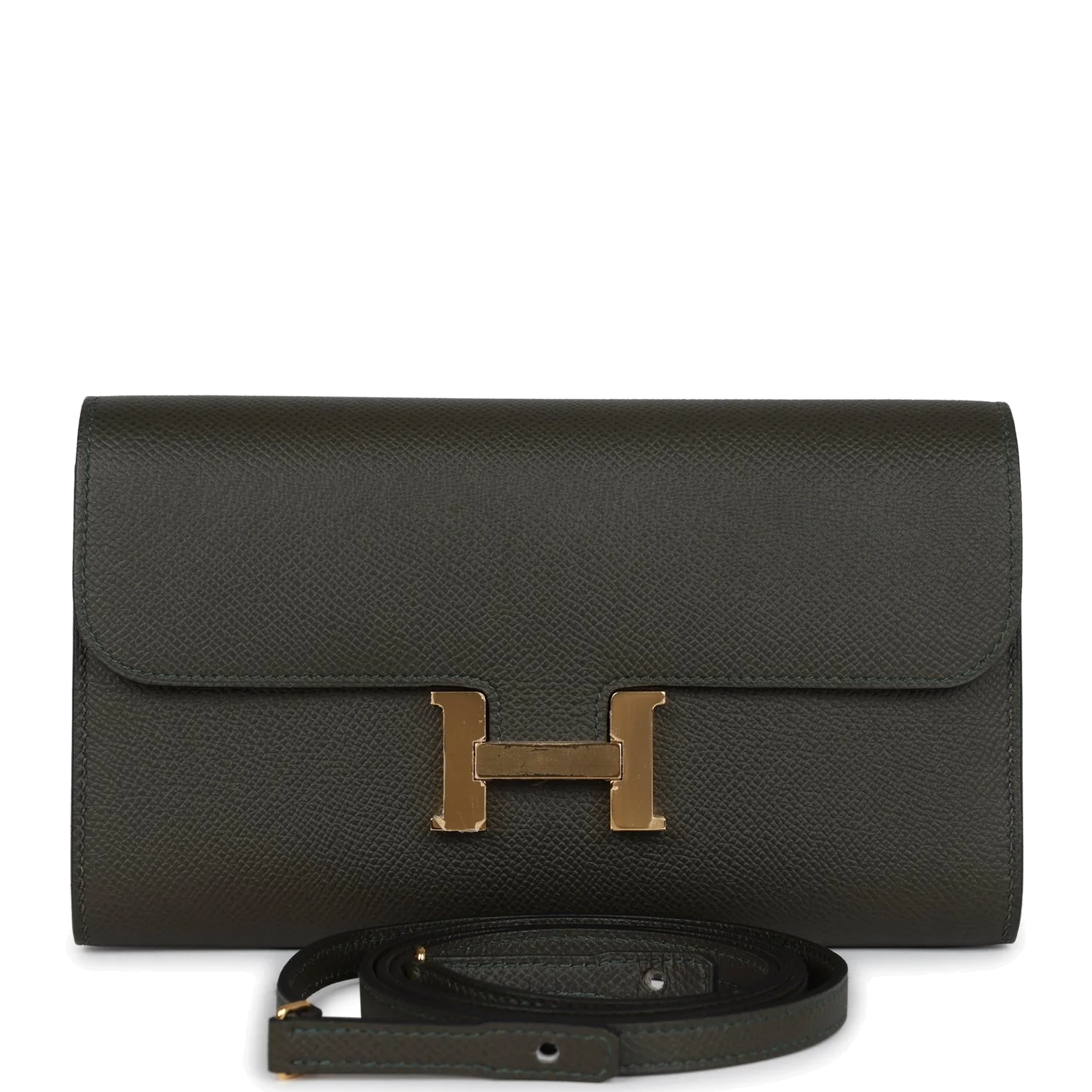 Hermes Constance Wallet To Go Vert De Gris Epsom Gold Hardware — фото 2