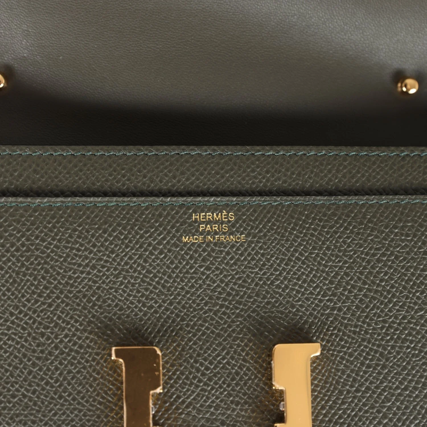 Hermes Constance Wallet To Go Vert De Gris Epsom Gold Hardware — фото 8