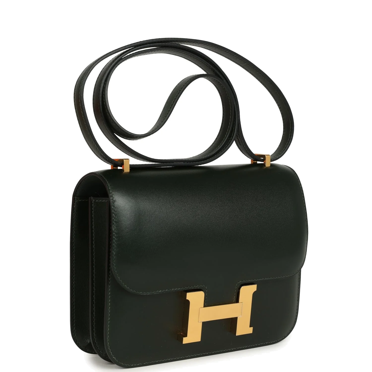 Hermes Constance 18 Vert Fonce Box Gold Hardware Зеленый темный — фото 3