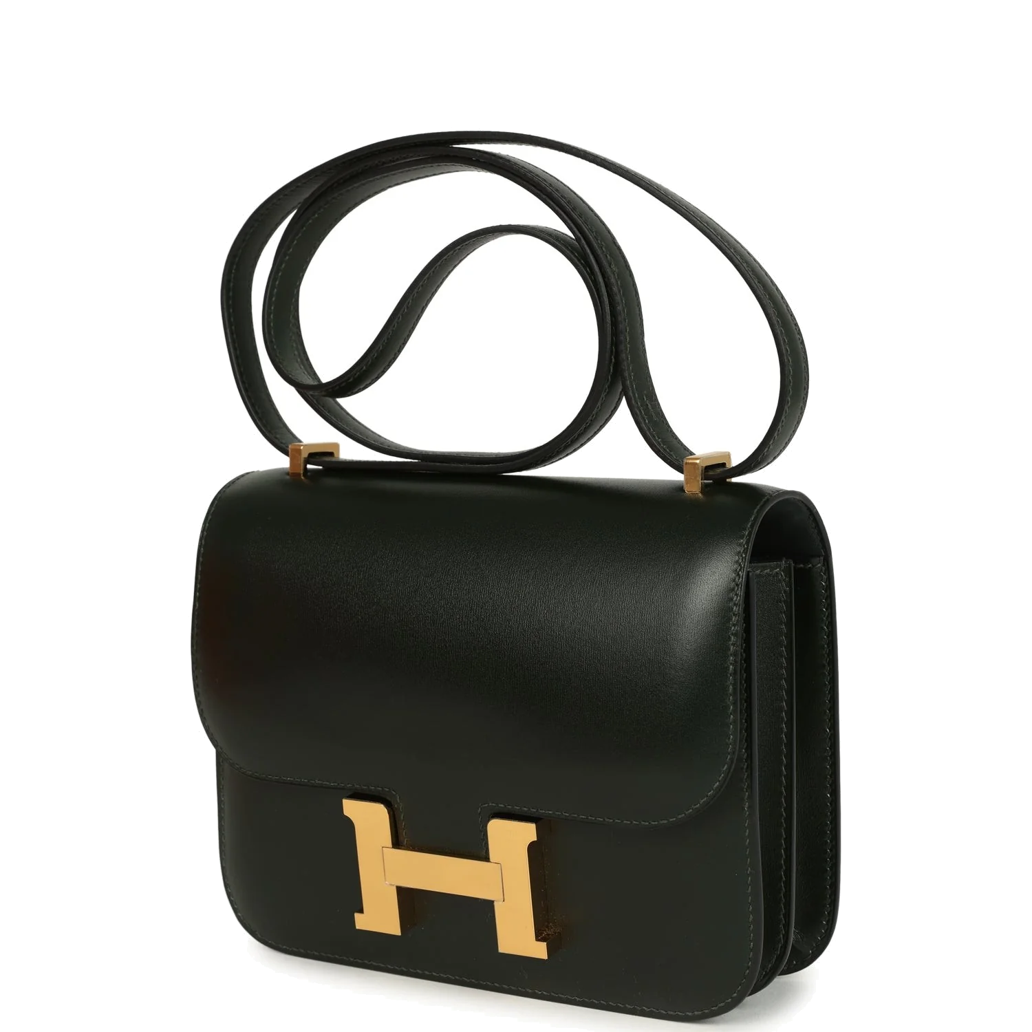 Hermes Constance 18 Vert Fonce Box Gold Hardware Зеленый темный — фото 6