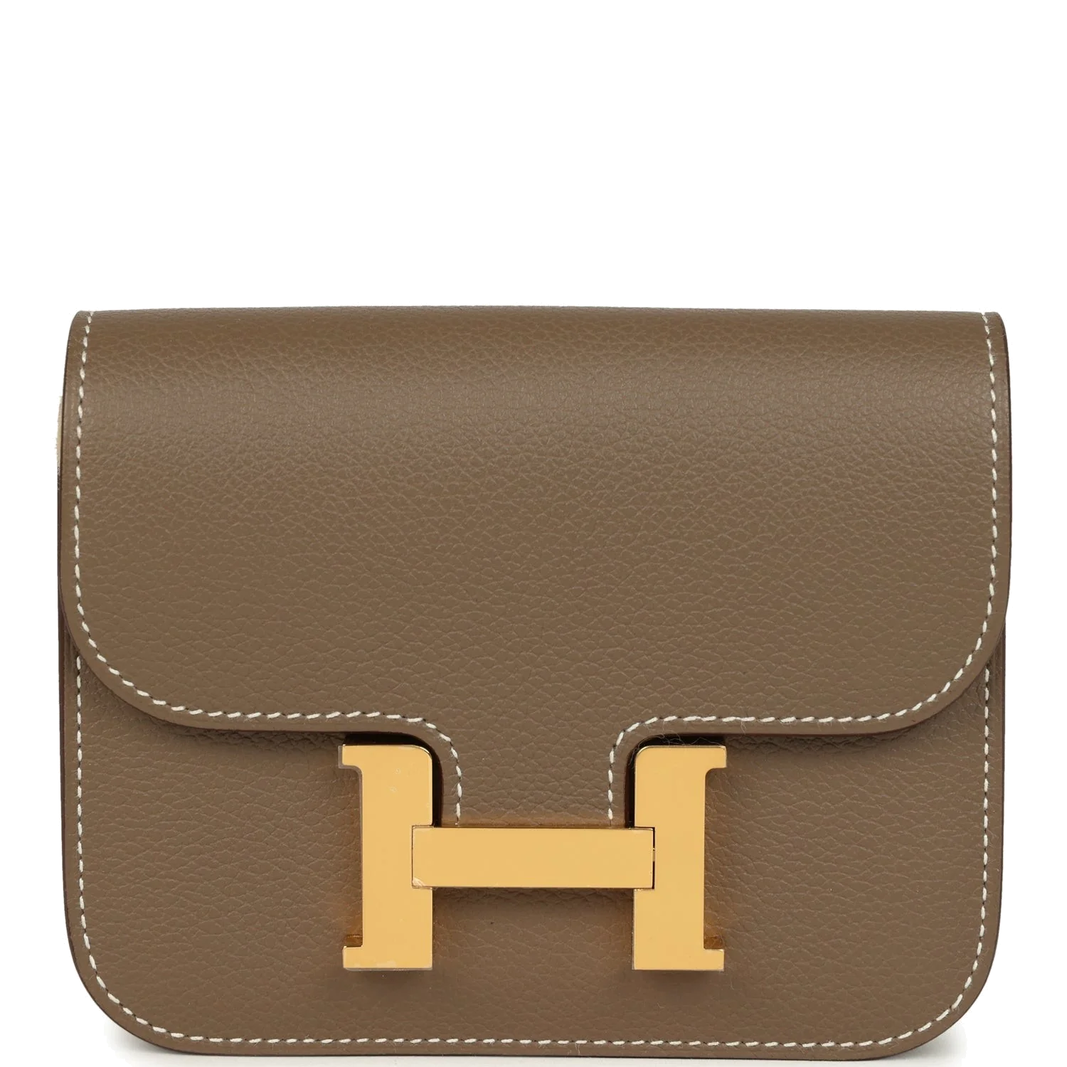 Hermes Constance Slim Compact Wallet Etoupe Evercolor Gold Hardware — фото 2