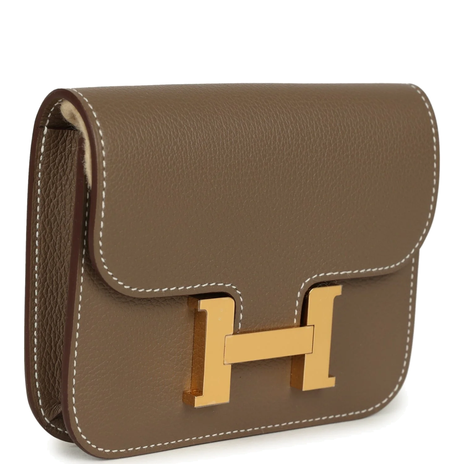 Hermes Constance Slim Compact Wallet Etoupe Evercolor Gold Hardware — фото 3