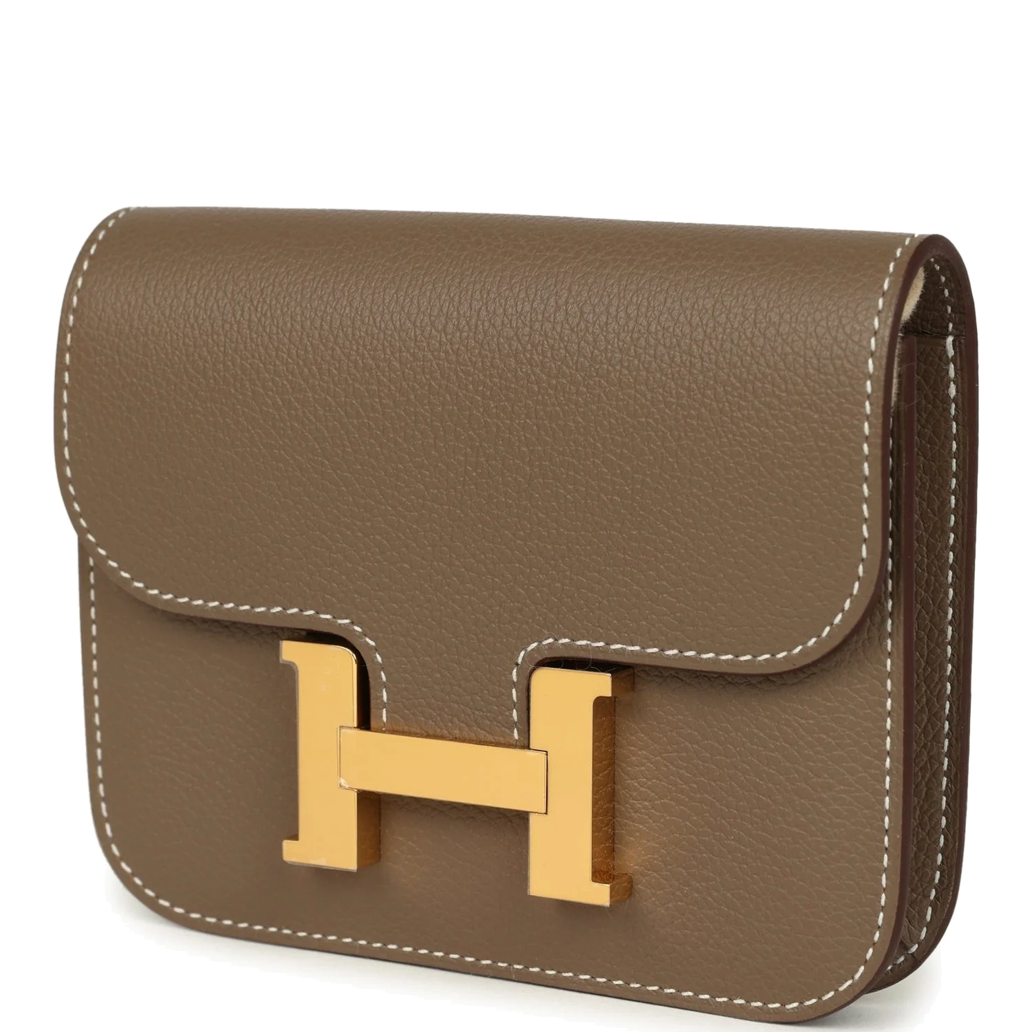 Hermes Constance Slim Compact Wallet Etoupe Evercolor Gold Hardware — фото 6