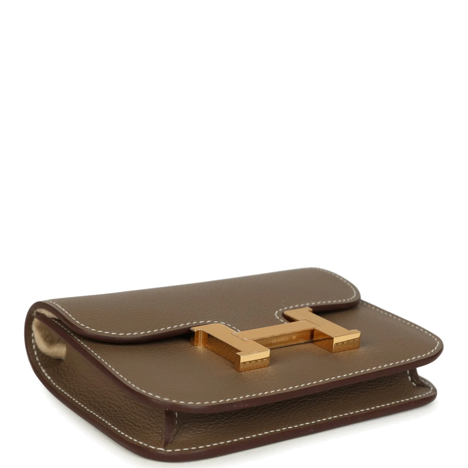 Hermes Constance Slim Compact Wallet Etoupe Evercolor Gold Hardware — фото 7