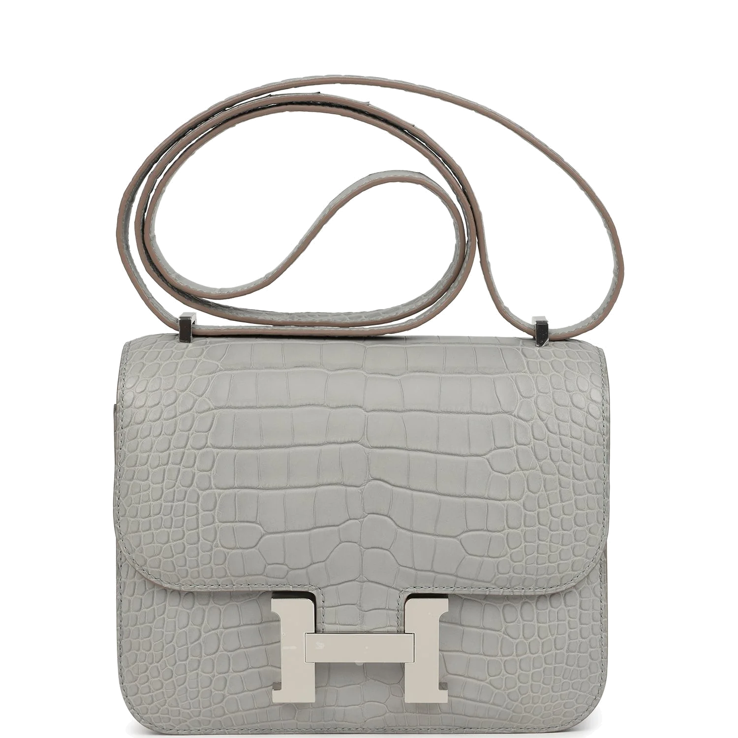 Hermes Constance 18 Gris Perle Matte Alligator Palladium Hardware Серый жемчужный — фото 2