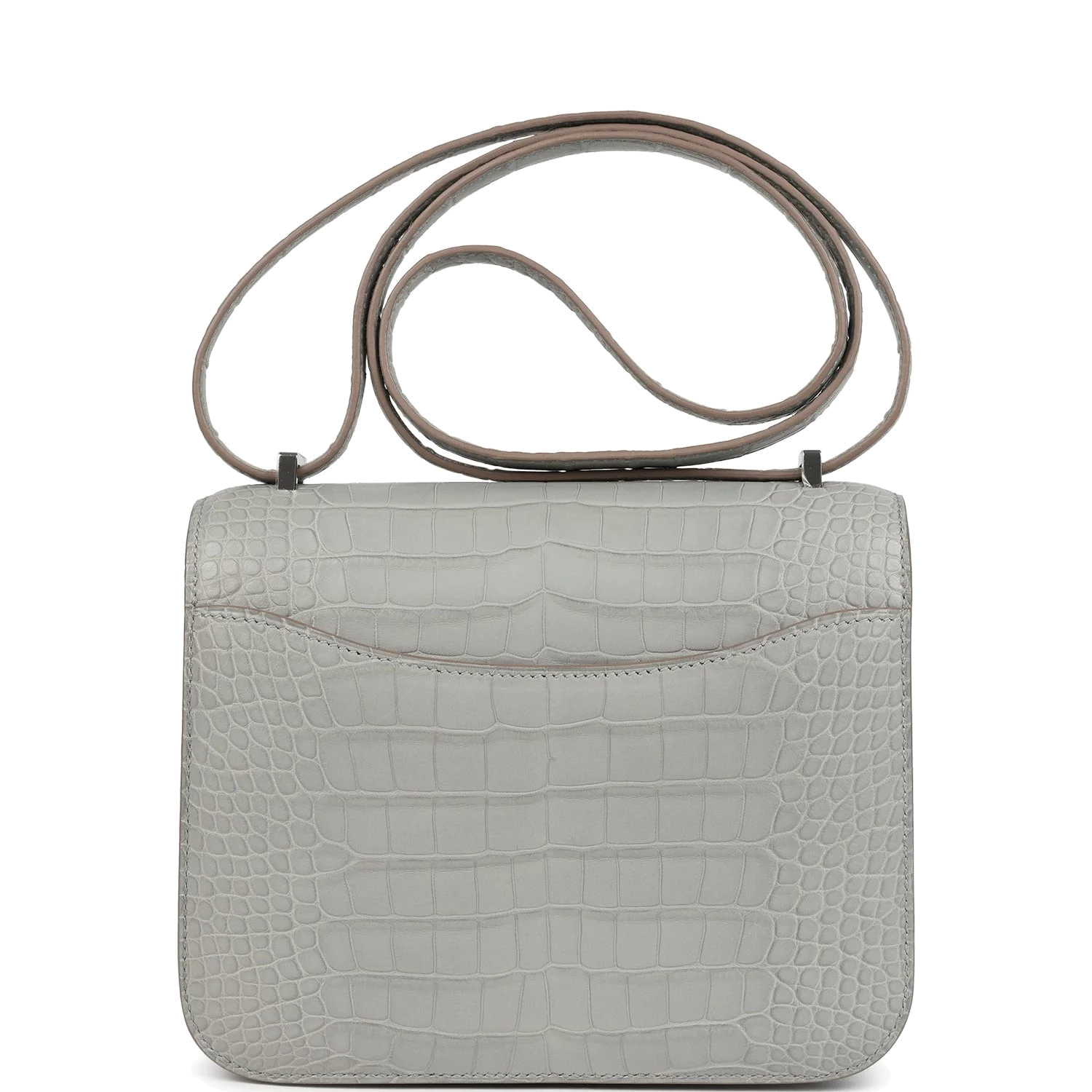 Hermes Constance 18 Gris Perle Matte Alligator Palladium Hardware Серый жемчужный — фото 5