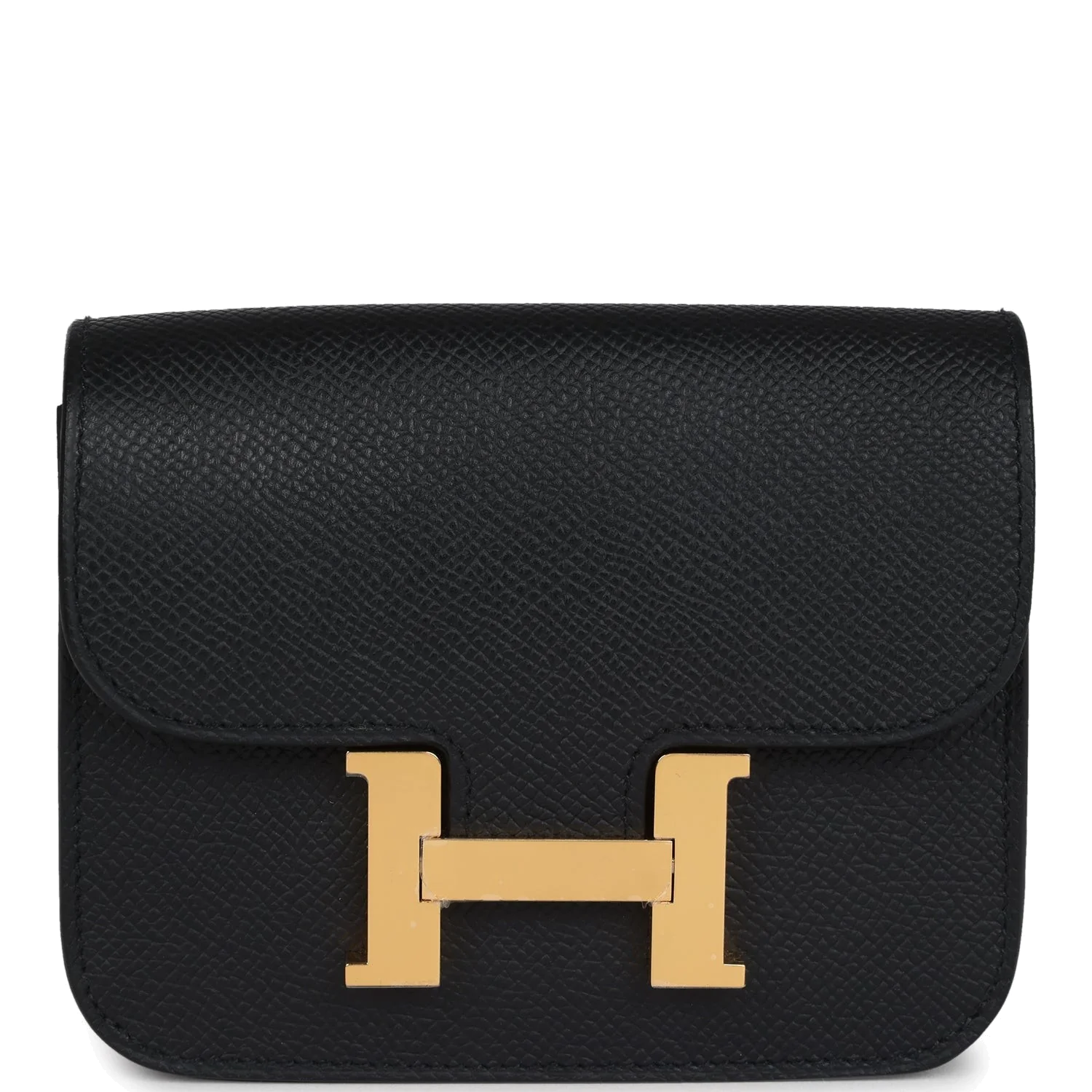 Hermes Constance Slim Wallet Black Epsom Gold Hardware