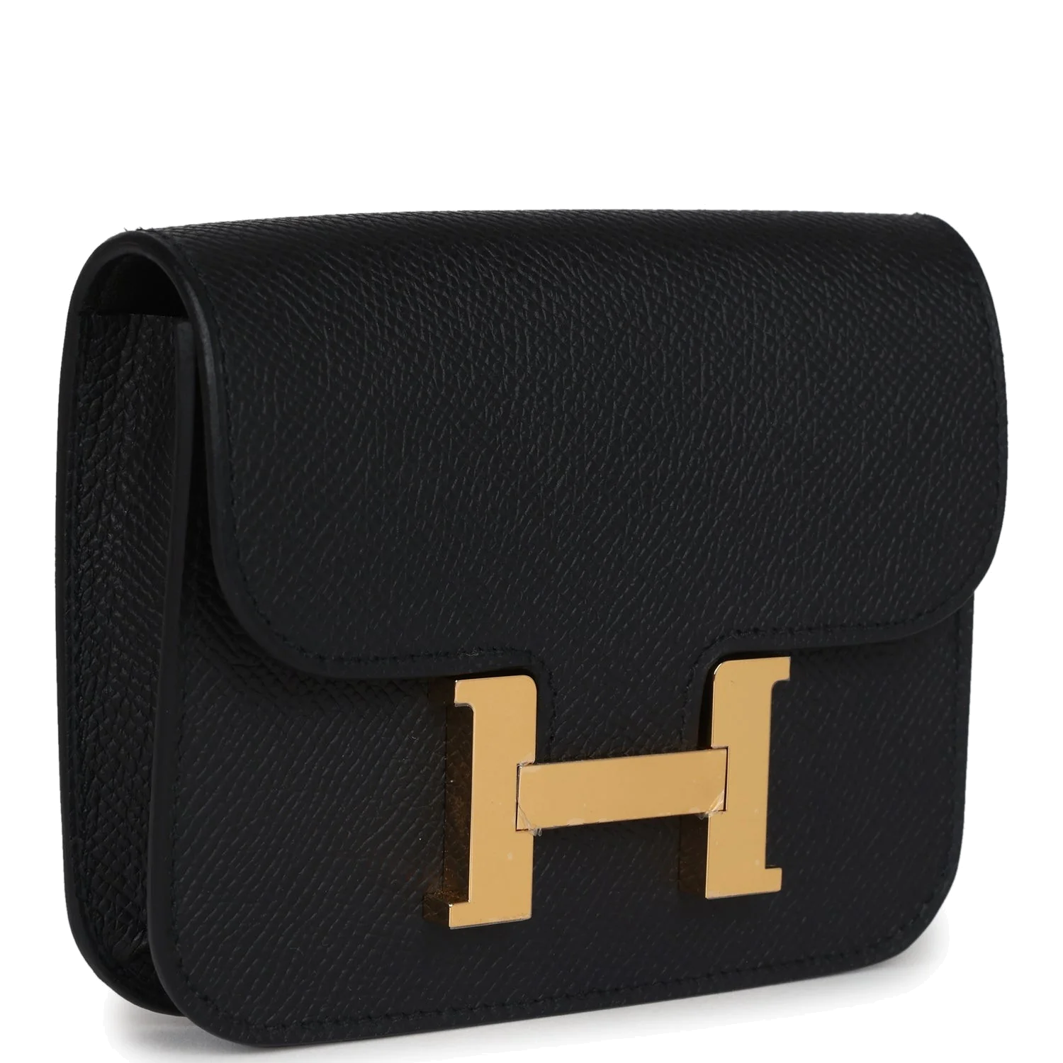 Hermes Constance Slim Wallet Black Epsom Gold Hardware — фото 3