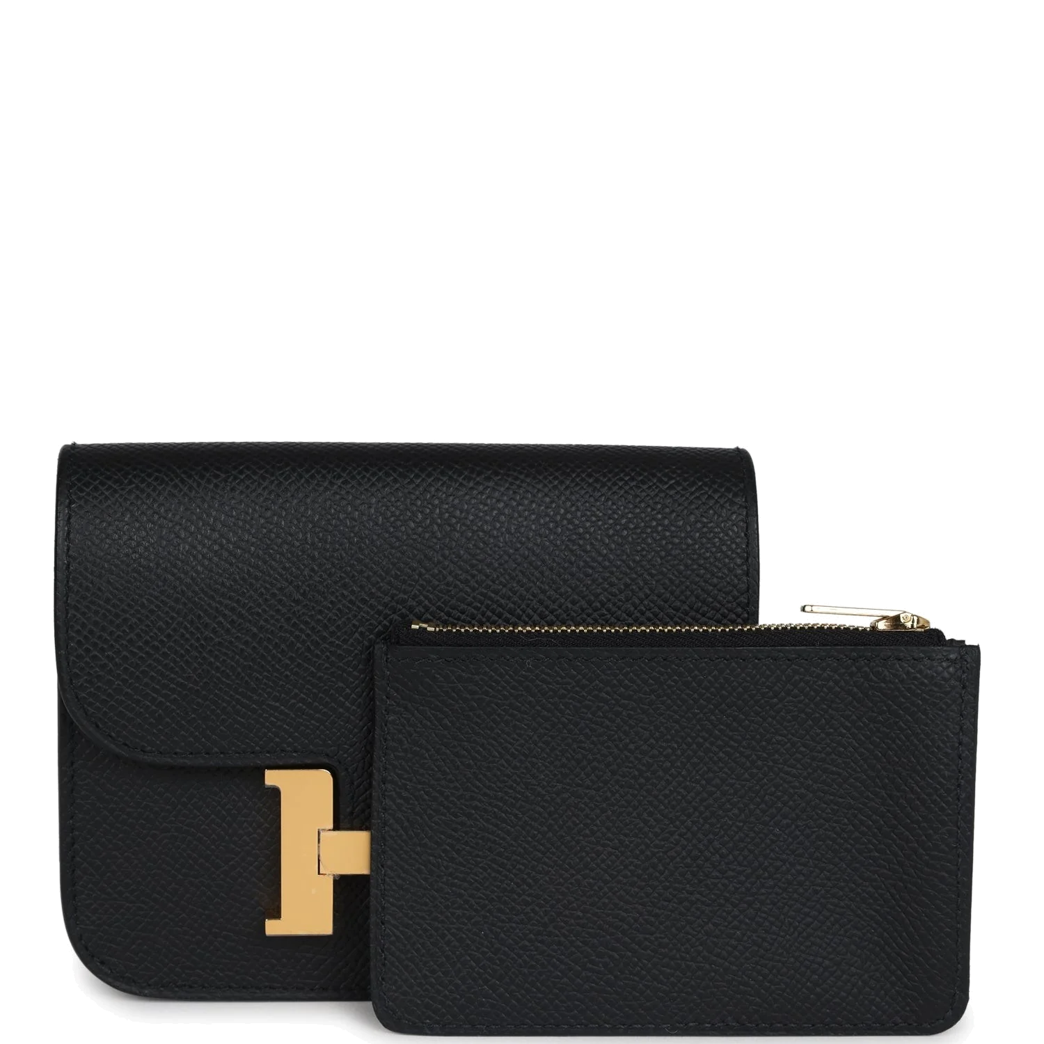 Hermes Constance Slim Wallet Black Epsom Gold Hardware — фото 8