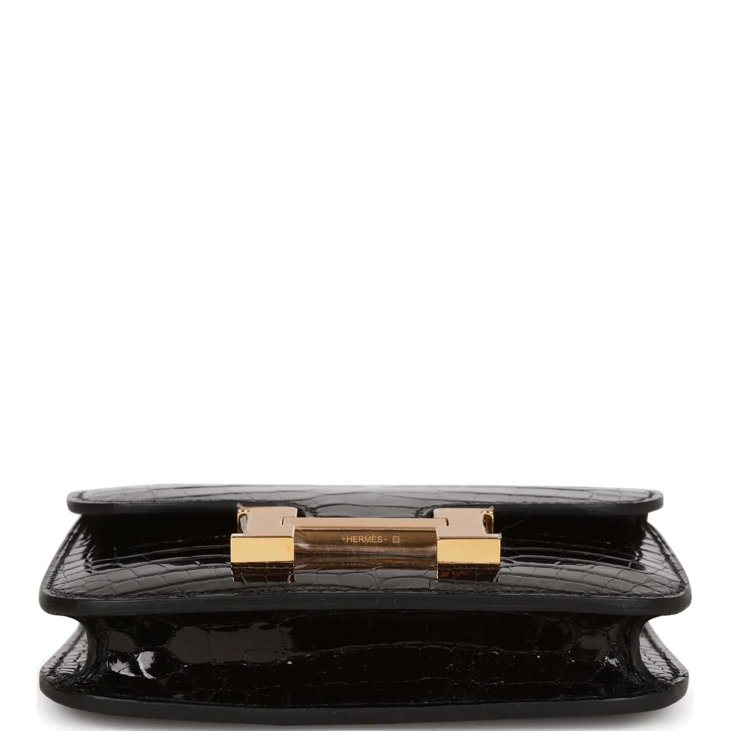 Hermes Constance Slim Wallet Shiny Black Alligator Gold Hardware — фото 7