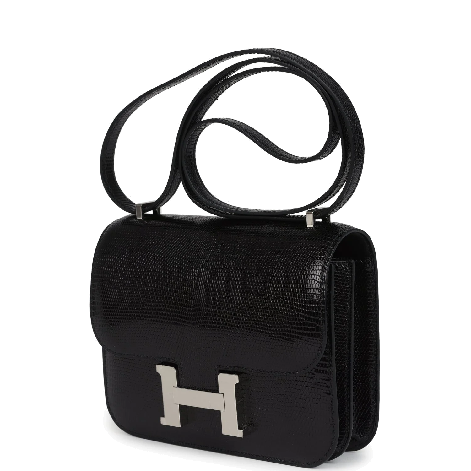 Hermes Constance 18 Black Varanus Niloticus Lizard Palladium Hardware Черный Varanus — фото 6